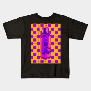 Vintage Thermos Hot Pink with Orange and Purple Tile Floor Pattern - Retro Hong Kong Kids T-Shirt